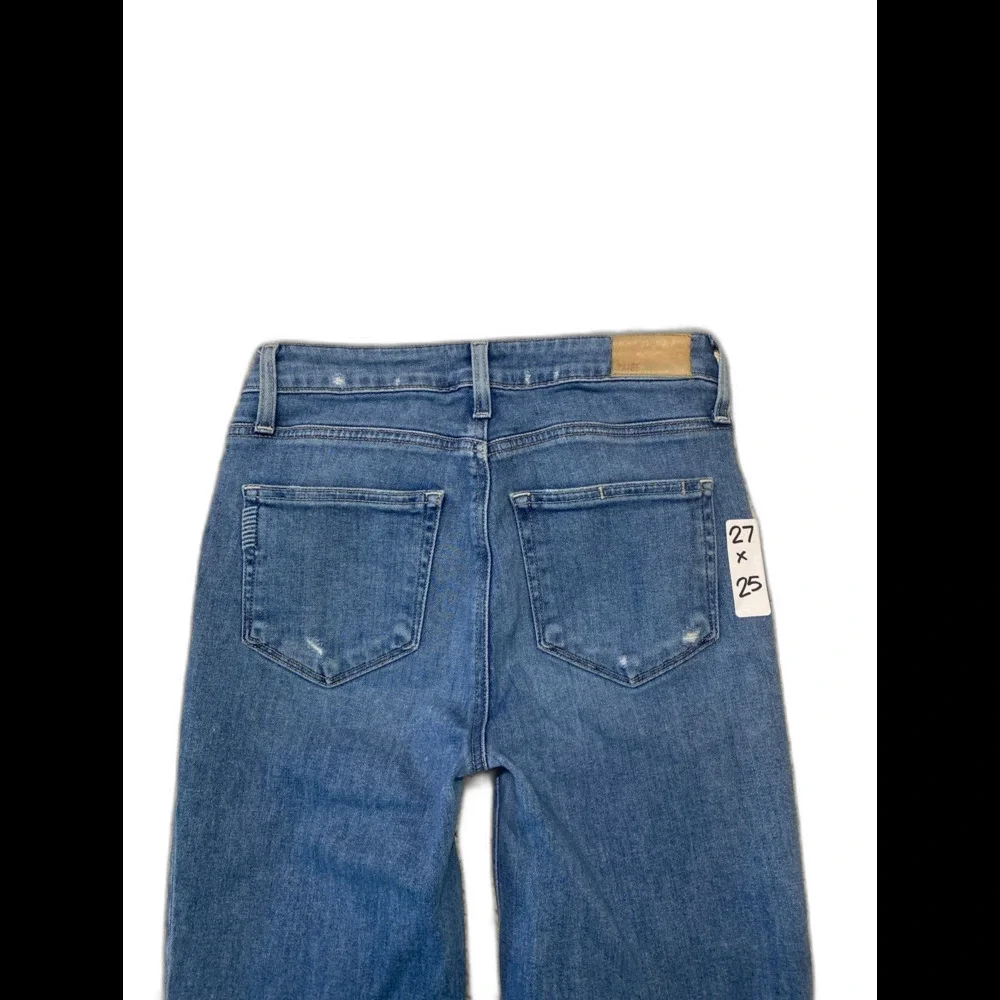 Paige Cindy Crop Straight Exposed Button Fly High-Rise Lightly Distressed 27
